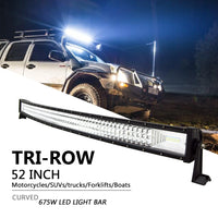Curved/Straight 22 32 42 52inch 675W 540W Led Light Bar Driving Lights 7D 3-Rows Offroad Truck SUV ATV Tractor Car Boat