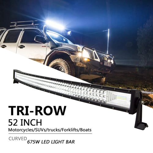 Curved/Straight 22 32 42 52inch 675W 540W Led Light Bar Driving Lights 7D 3-Rows Offroad Truck SUV ATV Tractor Car Boat