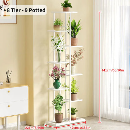 Plant Shelves Iron Potted Flower Plant Stand Rack Multiple Flower Pot Holder Shelf Indoor Outdoor Planter Display Organizer