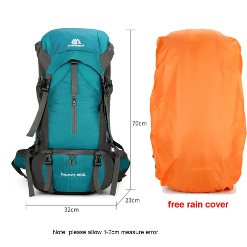 70L Nylon Camping Backpack Travel Bag With Rain Cover Outdoor Hiking Daypack Mountaineering Backpack Men Shoulder Bags Luggage