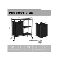 Pull-Out Laundry Basket with Shelf and  three Shelf,Laundry Basket Organizer Section with Removable Laundry Bags for clothes