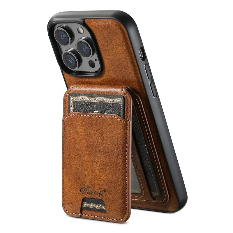 EUCAGR Magsafe Magnetic 2 In 1 Detachable Wallet Leather Case For iPhone 12 13 14 15 16 Pro Max Plus Shockproof Holder Cover