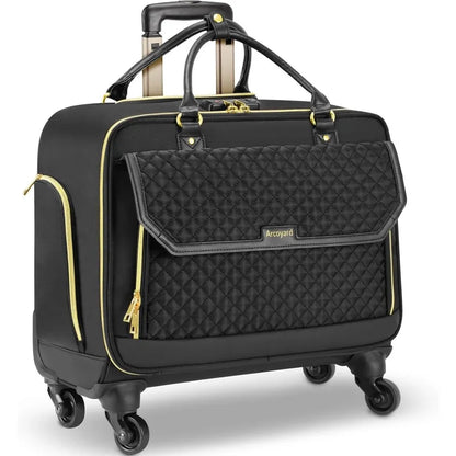 Rolling Laptop Bag, Briefcase for Women with 4 Spinner Wheels and Telescopic Extendable Handle, Roller Computer Bag for Work