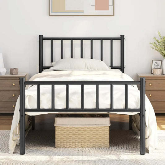 Yaheetech Twin Size Bed Frame Metal Platform Bed Frame Mattress Foundation with Spindle Headboard & Footboard/No Box Spring Need