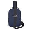 Navy blue crossbody bag with a simple design and adjustable strap, perfect for casual urban travel.