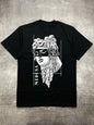 Men's Heat Transfer Print Cotton Round Neck Short Sleeve T-Shirt - Medusa Classic Pattern Design, Black 200g