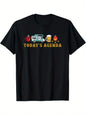 Men's 100% Cotton Crew Neck Outdoor Tee - All-Season Camping Graphic T-Shirt, Regular Fit, Geometric Pattern, Short Sleeve