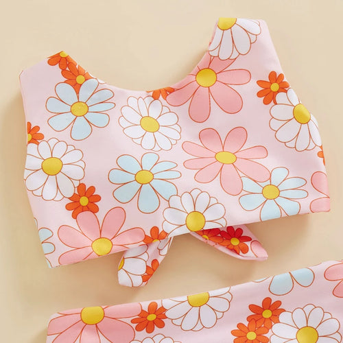 2022-12-13 Lioraitiin 0-4Years Toddler Girls Summer 3PCS Swimwear Sets Sleeveless Bow Tank Tops Floral PP Shorts Hat