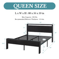 HOOMIC Platform Bed Frame with Rustic Wooden Headboard and Footboard, Heavy Duty 12 Metal Slats Strong Support Allewie