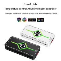 1 To 9 3 in 1 5V 3 Pin ARGB Controller Cooling Fan Hub w/ Remote 4 Pin PWM Magnetic Suction Hub SATA Powered for PC Case