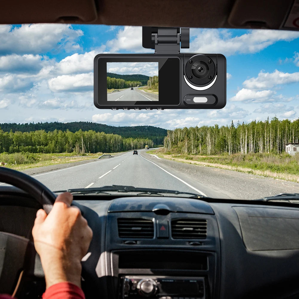 1080P WiFi Dash Cam HD Car DVR 2 Inch IPS Screen Triple Lens Video Recorder Front Rear Inside Parking Monitoring Car Accessories