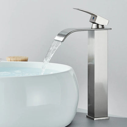 Quyanre Matte Black Waterfall Basin Faucet Single Handle Mixer Hot Cold Water Basin Crane Tap For Bathroom Wash Basin Mixer Tap