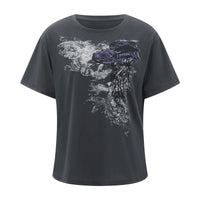 Women s Loose Gothic Tops Retro Graphic Print Short Sleeve Round-Neck Grunge Shirts for Summer Spring