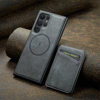 2 In 1 Magsafe Magnetic Leather Flip Phone Case for Samsung S24 S23 S22 Ultra Plus FE Wallet Cover Cards Holder Pocket Cover