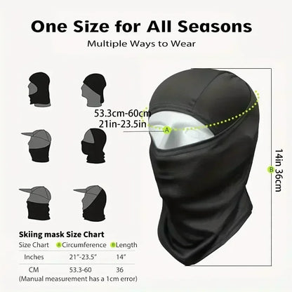 Unisex Balaclava, Winter Ski Mask, Motorcycle Face Mask, Winter Balaclava, Black