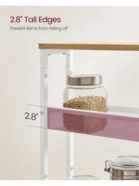 VASAGLE Slim Rolling Cart, 4-Tier Storage Cart, Narrow Cart with Handle, 5.1 Inches Deep, Metal Frame, for Kitchen, Dining Room