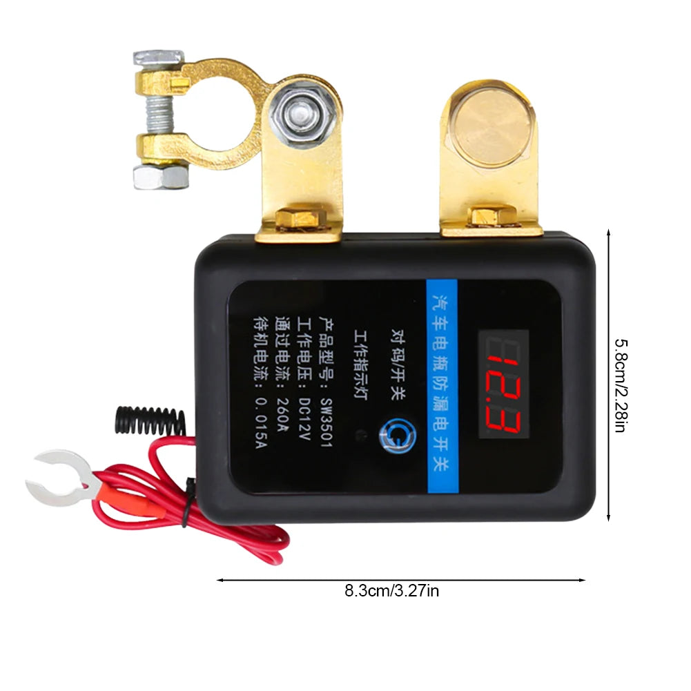 DC 12V Automatic Power Shut Off Switch Remote Battery Disconnect Switch 260A Leakage Protection Device for Auto Truck Trailer RV