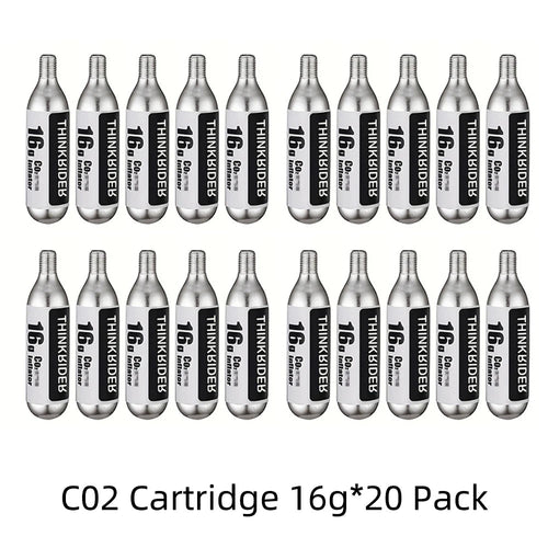 ThinkRider 16g Threaded CO2 Cartridges or CO2 Inflator for Bike Tires - Cartridge for CO2 Inflator with Threaded Connection EzBuyCo