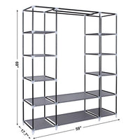 69" Portable Clothes Closet Wardrobe Storage Organizer with Non-Woven Fabric Quick and Easy to Assemble Extra Strong and Durable