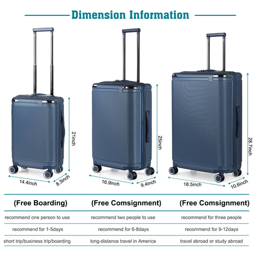 3-Piece PP Hardshell Suitcase Set 20/24/28in - Lightweight Luggage w/360° Spinner Wheels & TSA Lock, Durable Carry-On