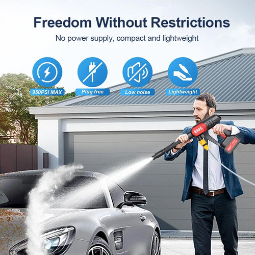 100Bar Wireless High Pressure Car Wash Gun Washer Supplies Foam Generator Water Gun Spray Cleaner Car Wash for Auto Home Cleanin
