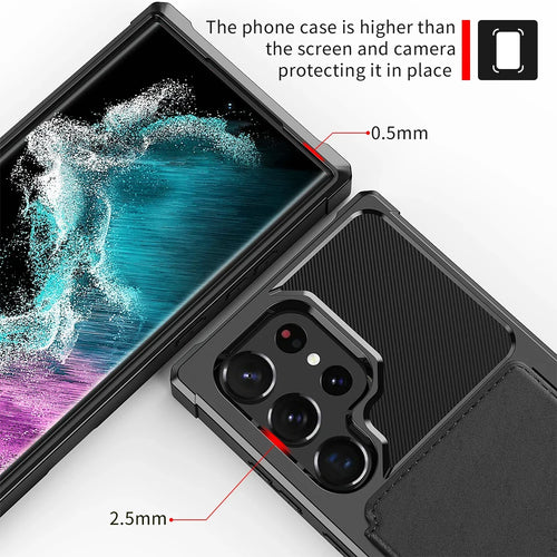 For Samsung Galaxy S25 S24 S23 Ultra S25 Plus Credit Card Case PU Leather Flip Wallet Cover with Photo Holder Hard Back Cover