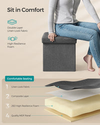 SONGMICS MAZIE Collection - 15 Inches Folding Storage Ottoman Bench, Ottoman Foot Rest, End of Bed Bench, Storage Chest