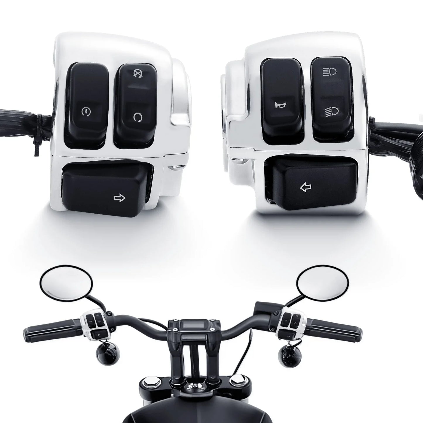 Motorcycle 1"25mm Handlebar Control Switch With Wiring Harness For Harley Softail 1996-2012 Dyna Sportster 883 1200 V-Rod