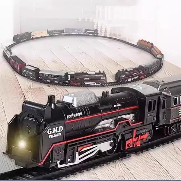 Classical Railway Freight Train Toy Electric Christmas Train Track Set with Light Tracks Model Toys for Kids Gift Children EzBuyCo