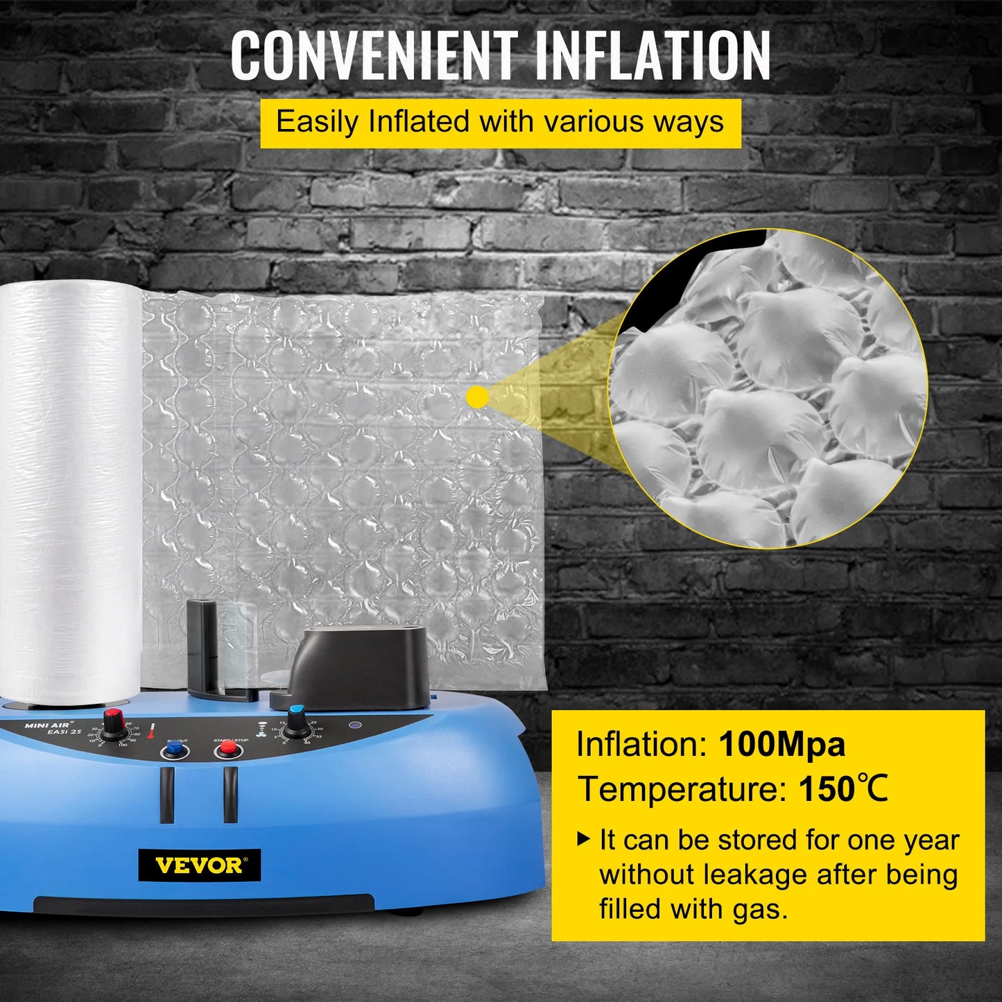 VEVOR 984Ft  Air Cushion Film Not inflated Bubble PE Air Cushion Wrap Film Packaging Shockproof Cushioning Wrap Rolls