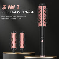Thermal Brush 3 in 1 Set ionic Heated Round Curling Brush Hair Style Ceramic Double PTC Heater Fast Heating Curling Iron Brush