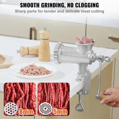 VEVOR Manual Meat Grinder Heavy Duty Cast Iron Hand Meat Grinder Steel Table Clamp Meat Mincer Sausage Maker 1 Cutting Blade