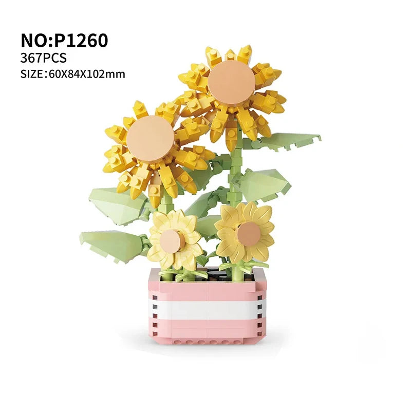 LOZ Flower Bouquet Building Blocks Kit DIY Flowers Block Toys Set Valentine's Day Rose Bricks Set Gift for Girls Friends adults
