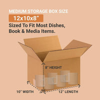 Moving Boxes Medium 12"L X 10"W X 8"H,50-Pack | Corrugated Cardboard Box for Packing, Shipping and Storage 3mm Thick