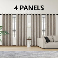 4PCSBlackout Curtains Grommet Thermal Insulated Room Darkening  With Circle And Dots Foil Printed For Bedroom