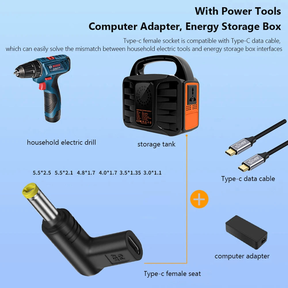 12V 15V 19.5V USB C PD to DC Power Connector Universal Type C to DC Jack Plug Charging Adapter Converter for Router Tablet