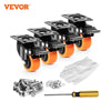 VEVOR 2/3/4/5/6-inch Swivel Plate Casters Set of 4 with Security Dual Locking PVC Caster Wheels for Cart Furniture Workbench