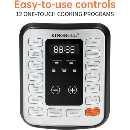 12-in-1 Electric Pressure Cooker, Instant Multi-Use Non-Stick Pot, Steamer, Sauté, Yogurt Maker, Warmer &Delay Start