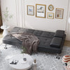 Folding Futon Sofa Bed Sleeper Couch for Living Room Faux Leather Upholstered Loveseat w/Removable Armrests, Metal Legs