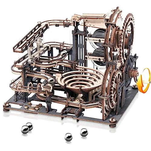 Robotime Marble Spaceport 3D Wooden Puzzle Motor driven Mechanical Model Kits With Balls Automatic  Manual Modle for Kids Adults
