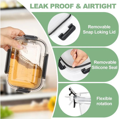 12 Pack Glass Food Storage Containers with Lids, Meal Prep, Pantry Kitchen Storage Containers for Lunch, Leak Proof, Airtight