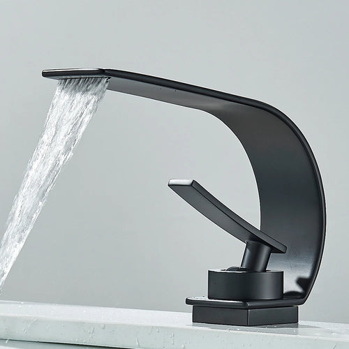 Waterfall Bathroom Sink Faucet Single Handle Basin Faucet Hot Cold Water Mixer Tap For Bathroom Sink