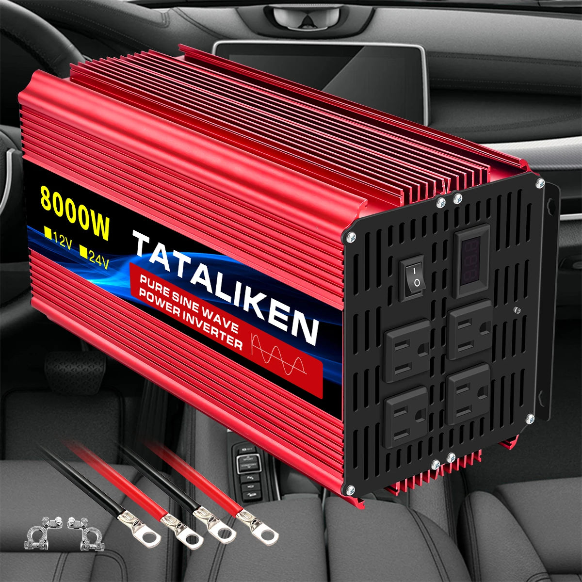 US Socket 12V To AC 110V 60HZ Pure Sine Wave Inverter Car Power 1600W/2200W/3000W Voltage Portable Converter with LED EzBuyCo