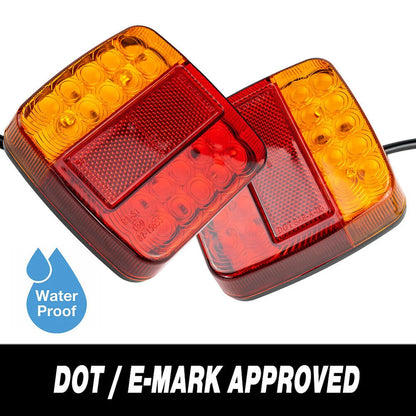 2Pcs 12V Taillight Turn Signal Indicator Rear Reverse Brake Stop Lamp Trailer Tail Lights Super Bright for Trailer Truck RV Boat