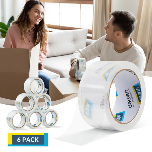 Deli 6-pack Long Lasting Storage Packaging Tape, Clear Acrylic Heavy Duty Shipping Tape, 1.88 in x 60 yd, 6 Rolls