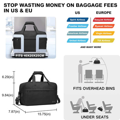 Kono Cabin Bag 40x20x25 for Ryanair Underseat Carry On Hand Luggage Bag Travel Duffel 20L