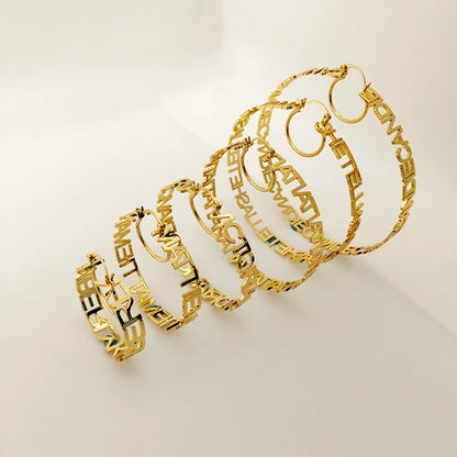 DODOAI 40mm-90mm Hoop Name Earrings Customize Name Earrings Hoop Stainless Steel Customized Personalized Jewelry with Gift Box