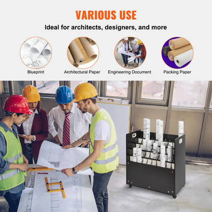 VEVOR Blueprint Storage Rack Slots for Construction Plan Map Poster Architectural Blueprint File Holder for Home Office School