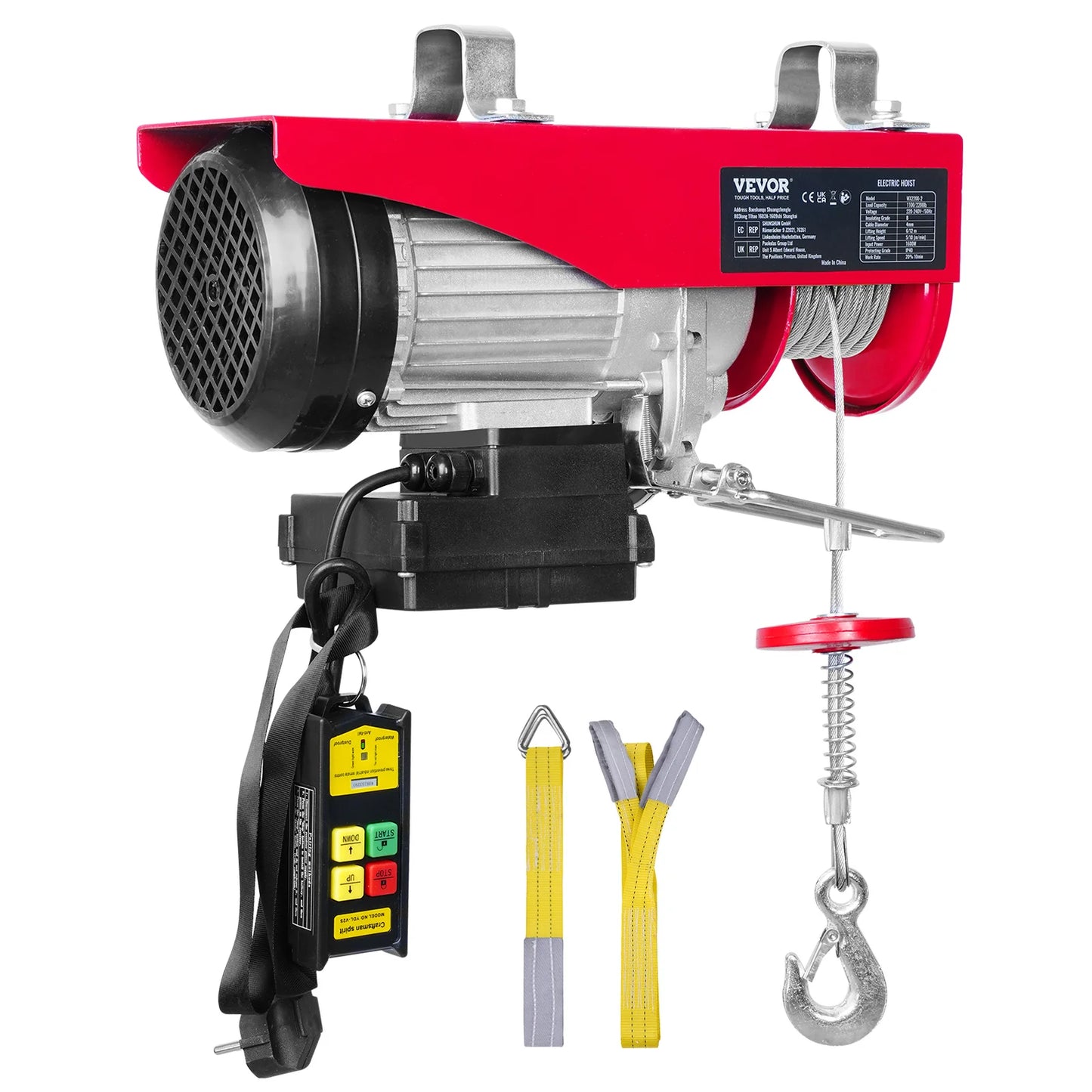 VEVOR 400-1000kg Electric Hoist Lifting Crane Cable Hoist Winch for Boat Car Garage Elevator with Wired Remote Control Lifter