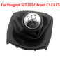 For Peugeot 307 207 206 Citroen C3-C5 5-Speed Gear Shift Knob With Collars Gear Shift Lever Dust Anti-dust Cover Interior Parts